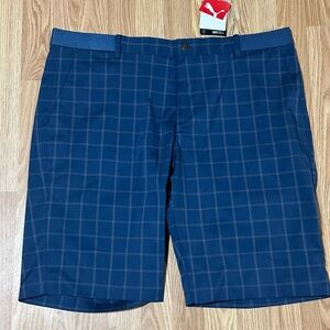 Puma Blue Checkered Golf Shorts w/Stretch Waistband- 12” Inseam - Size 40 - NWT
